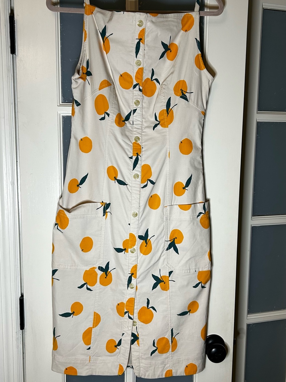 Anthropologie Cream Mini Dress with Orange Fruit Print